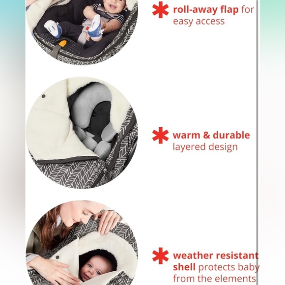 Skip Hop Winter Car Seat Cover, Stroll & Go, Heather Grey 16x3x27 Inch - Picture 3 of 5